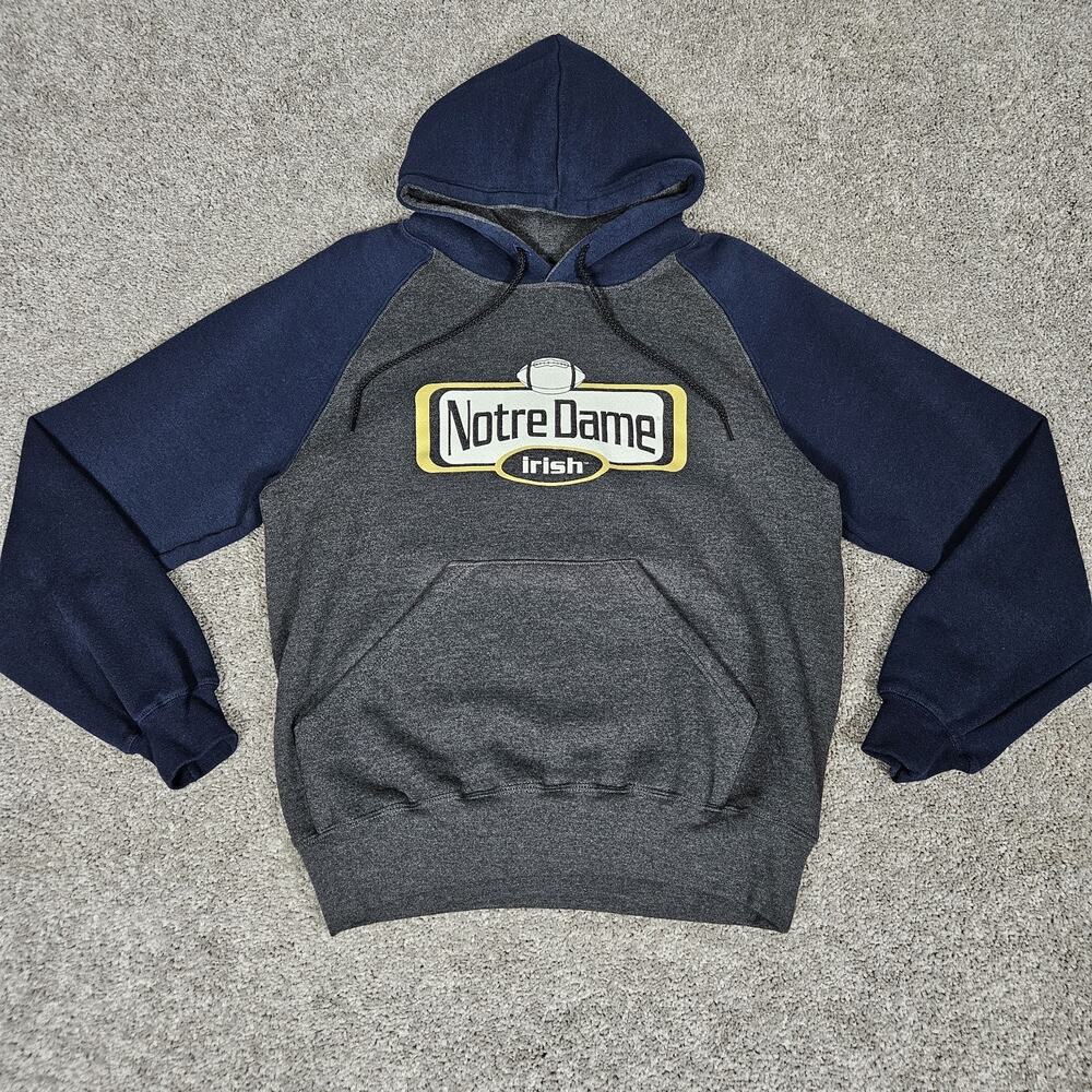 Vtg Notre Dame Hoodie Mens Medium Blue Gray Football Y2K College University